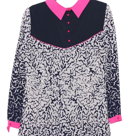 Blue Pink White Polka Dot Tunic Dress Size Large - Picture 4 of 5